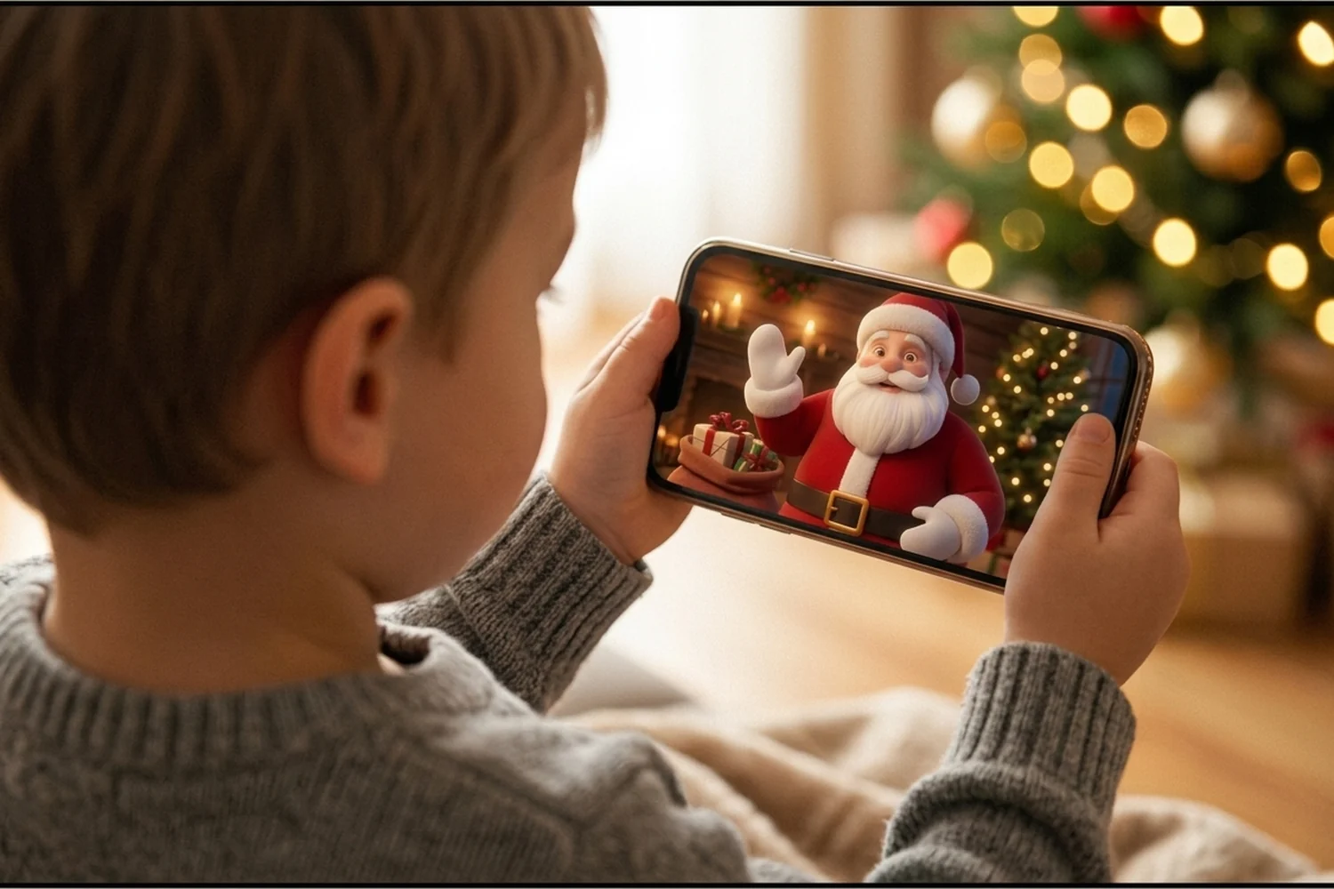 Gyerek nézi a személyre szabott videót telefonon